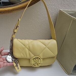 Steve Madden Yellow Quilted Shoulder Bag with Gold Hardware